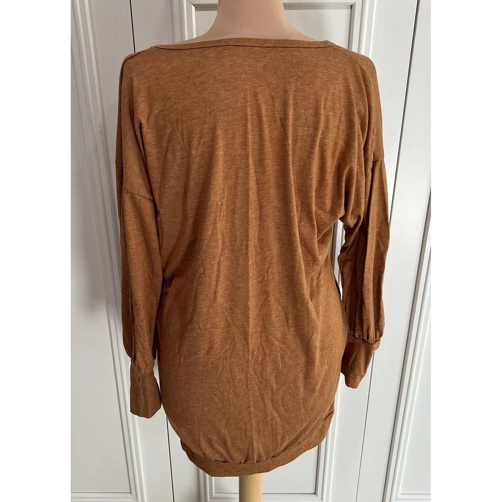 Zanzea Rust Brown Tunic Top‎ Pockets Lagenlook Minimalist Boho Classic